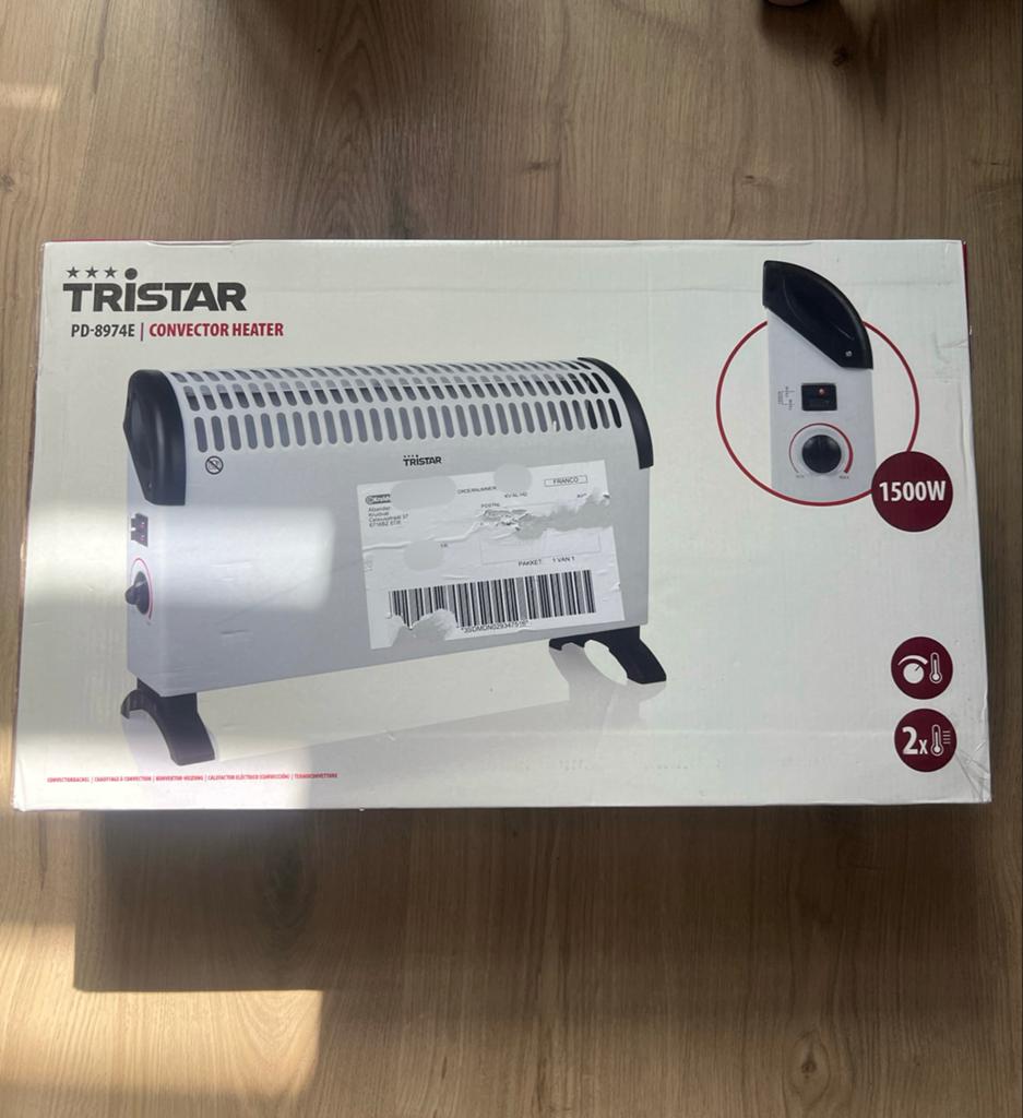 NIEUW ONGEOPENDE Tristar Convector Kachel PD-8974E - 1500W, Doe-het-zelf en Verbouw, Verwarming en Radiatoren, Nieuw, Kachel, 800 watt of meer