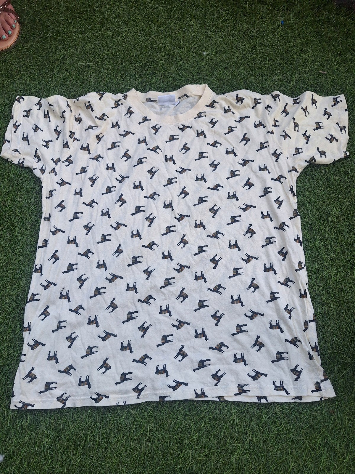 Checker T-shirt met lama print - Maat XL, Kleding | Heren, Wit, Maat 56/58 (XL), Ophalen of Verzenden, Checker