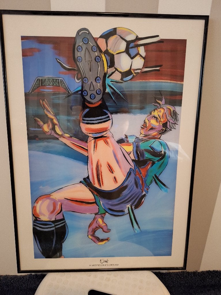 Schilderij/Litho voetballer, Ophalen, Gebruikt