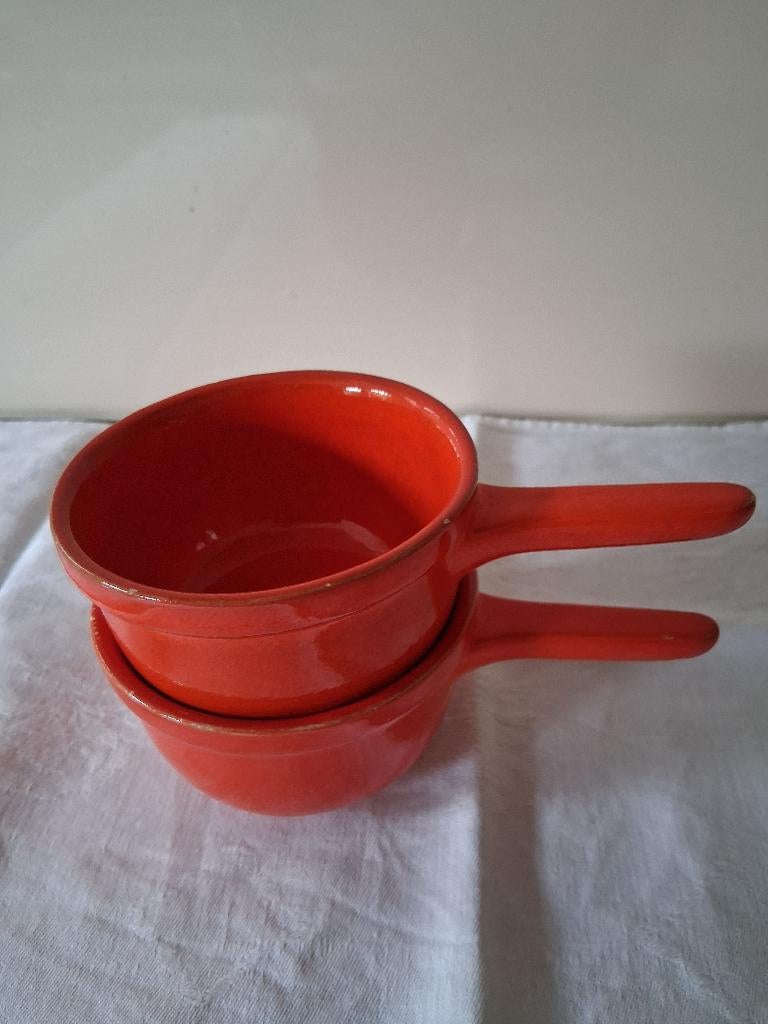 Vintage oranje geel groene kommetjes met steel 3,50 p.s., Ophalen of Verzenden, Zo goed als nieuw, Kom(men), Overige stijlen