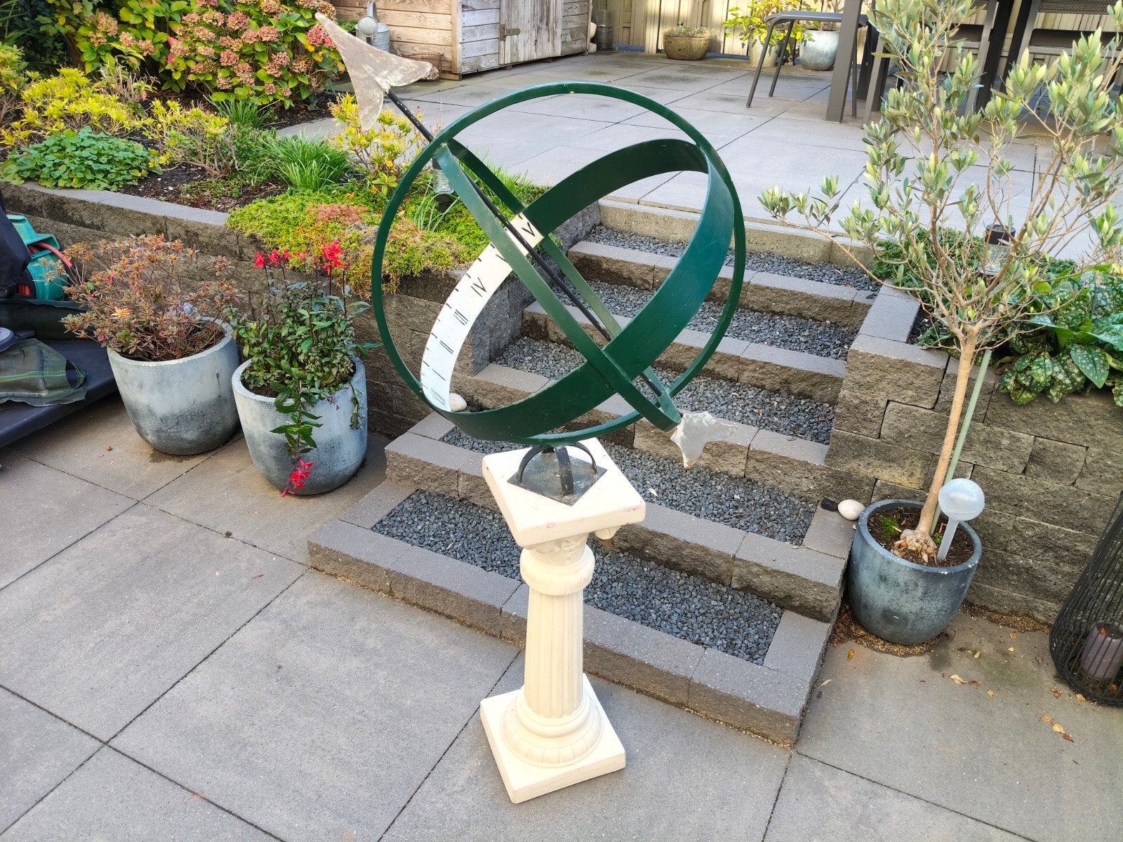 zonnewijzer met pilaar, brocante zonnewijzer met standaard, Tuin en Terras, Ophalen, Gebruikt
