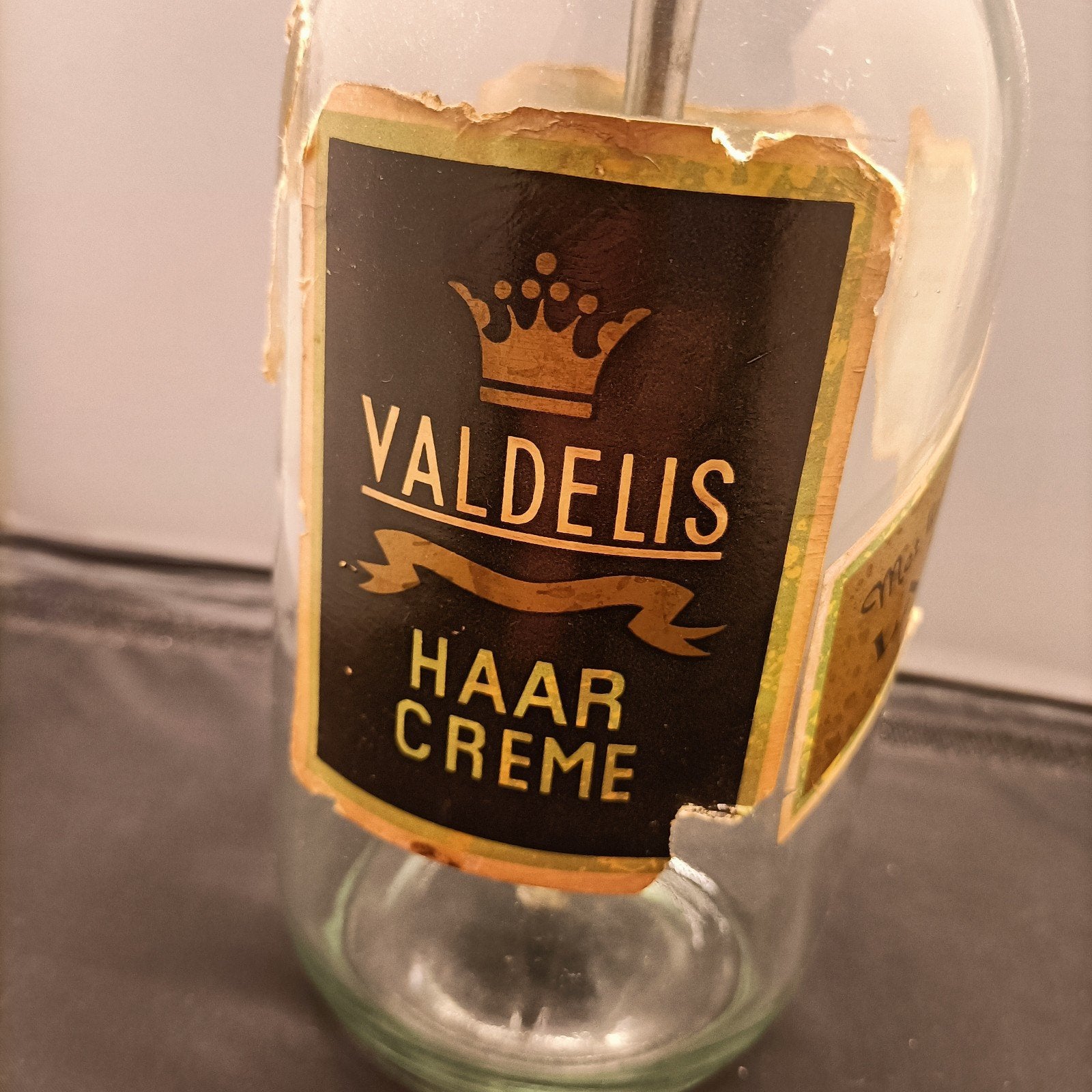 Vintage Valdelis haar crème navulfles met pomp - Lanolin, Ophalen
