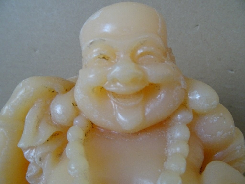 Vintage Chinees Boeddhabeeld calciet steen Geluksboeddha22cm, Ophalen of Verzenden