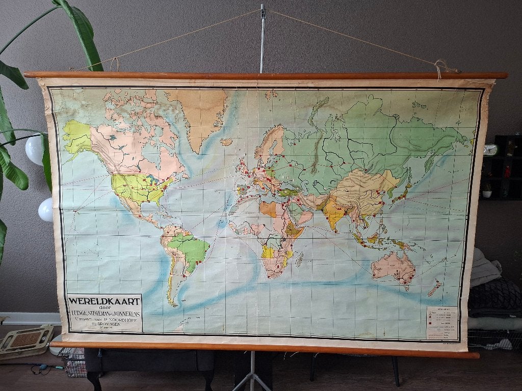 Wereldkaart  220 x 140 cm, Ophalen, Aardrijkskunde