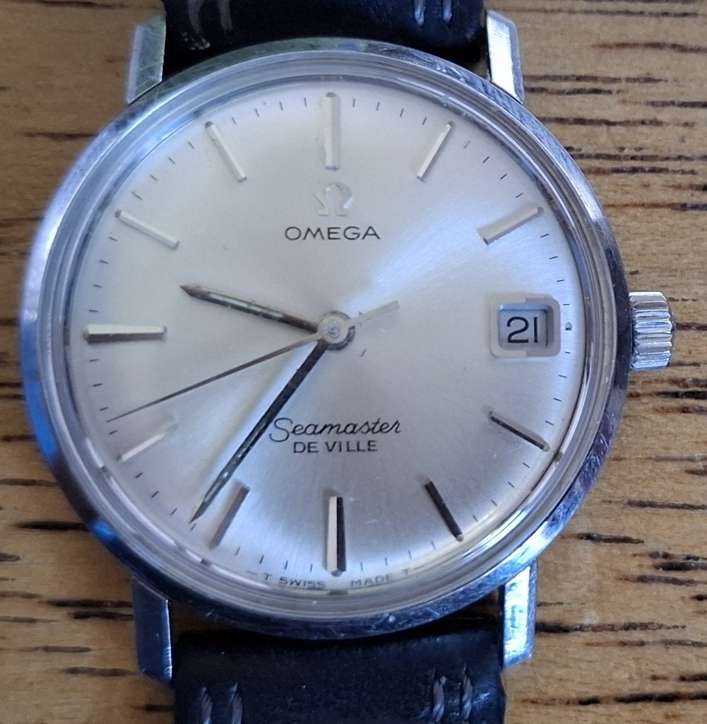 Omega Seamaster De Ville, met datum, goed werkend, vintage, Staal, Polshorloge, Ophalen of Verzenden, Omega