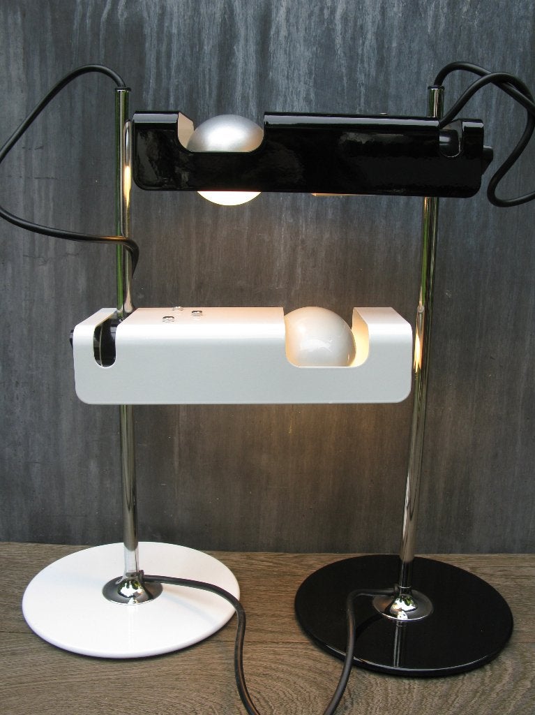 "SPIDER" TAFELLAMP DESIGN JOE COLOMBO OLUCE, Gebruikt, Inclusief lichtbron, Glas, Wit