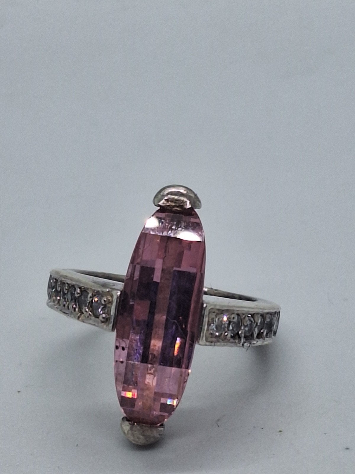 Zilveren ring met roze kwarts edelsteen - Maat 17, Sieraden, Tassen en Uiterlijk, Ringen, Gebruikt, Ophalen of Verzenden, 17 tot 18