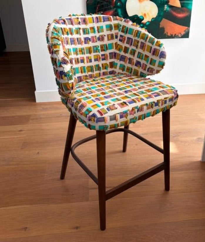Barkruk van Decor Amsterdam, Huis en Inrichting, Ophalen, Met voetsteun, 60 tot 90 cm, Zo goed als nieuw