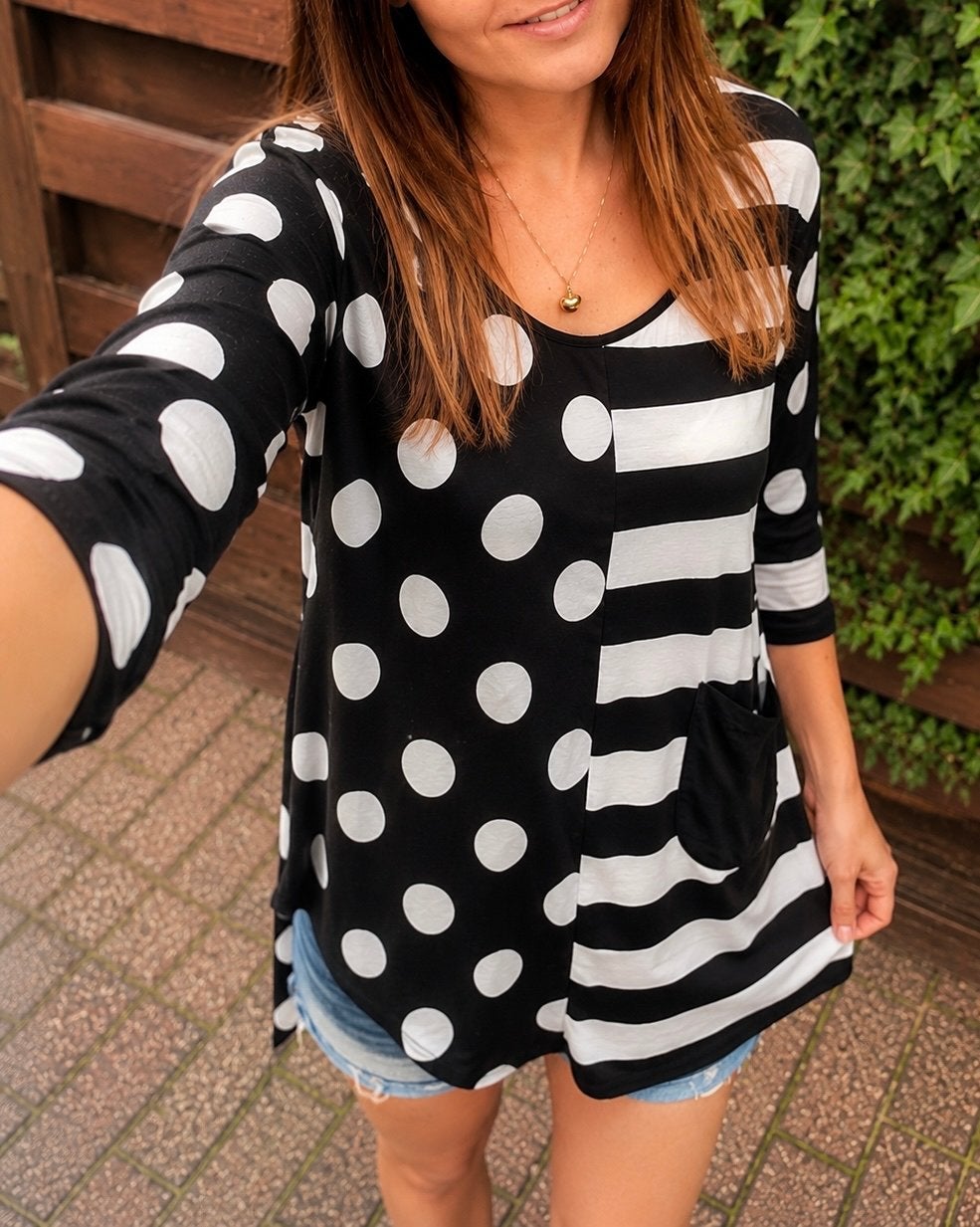Pont Neuf Sylvia Tuniek Zwart/Wit Gestreept/Gestippeld, Kleding | Dames, T-shirts, Nieuw, Maat 36 (S), Zwart, Lange mouw, Verzenden