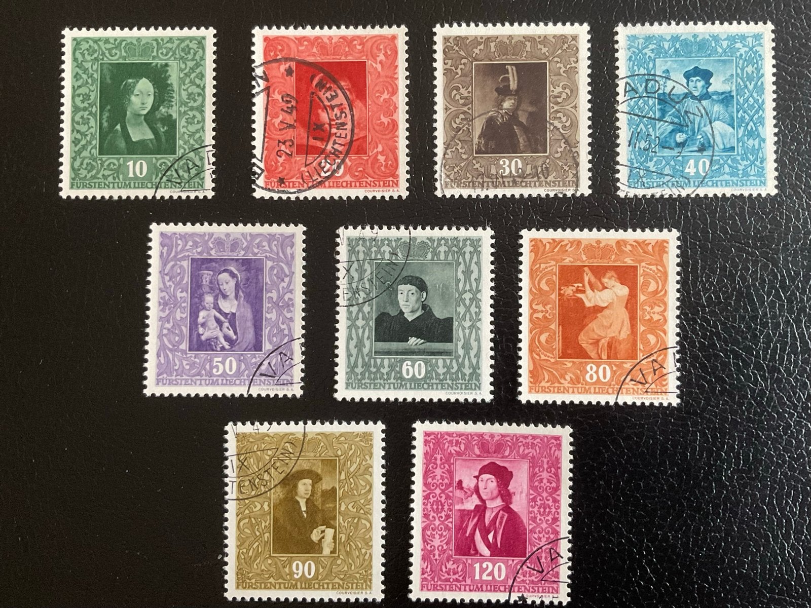 Liechtenstein 1949: "Galerie des Fürsten" complete set (9), Verzenden, Gestempeld, Overige thema's
