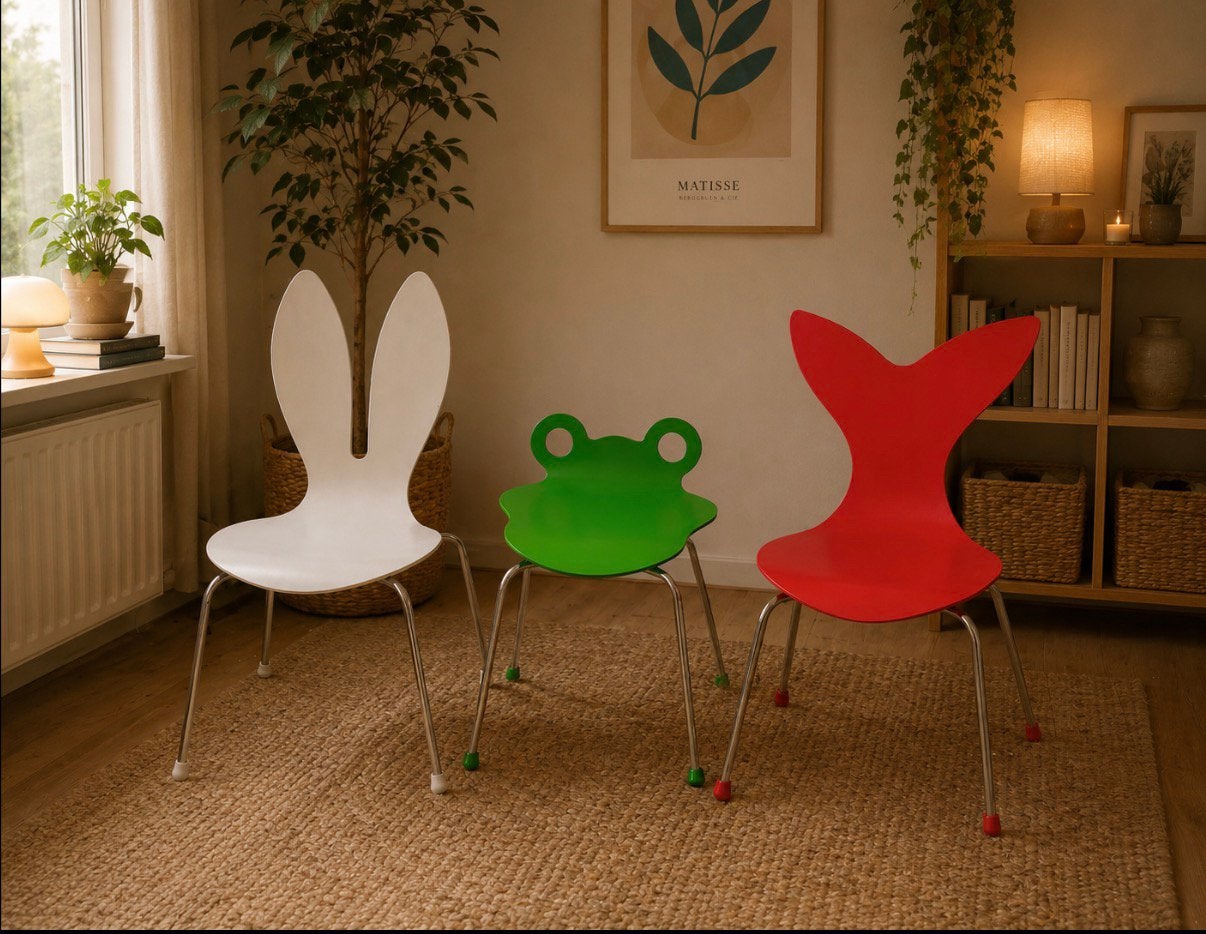 3 speelse kinderstoelen, Ophalen, Zo goed als nieuw