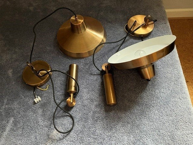 Set 2 hanglampen, Ophalen of Verzenden, Gebruikt, Metaal, Overige fittingen