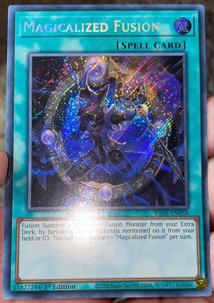 Yu-Gi-Oh! Magicalized Fusion RA01 1st Edition !, Ophalen of Verzenden, Zo goed als nieuw, Losse kaart, Foil