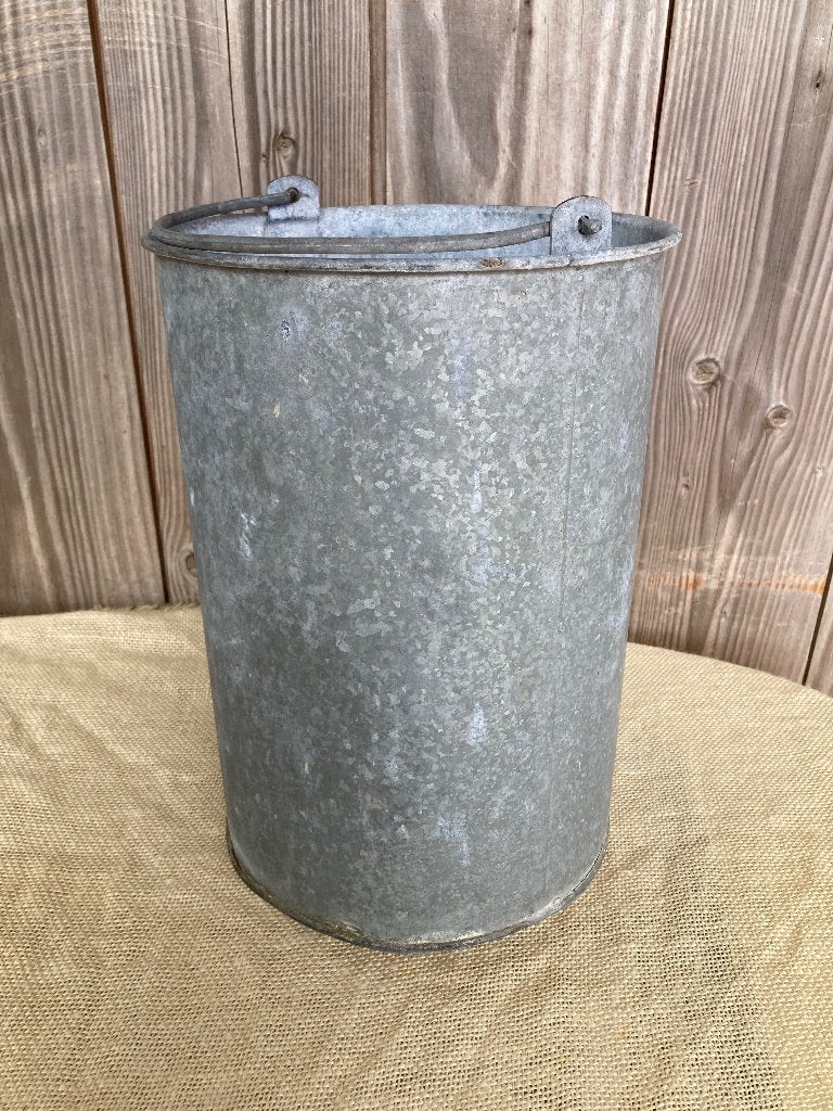 Prachtige Oude Zinken Emmer / Plantenbak nr. 1van 4, Gebruikt, Minder dan 30 cm, Minder dan 60 cm, Rond