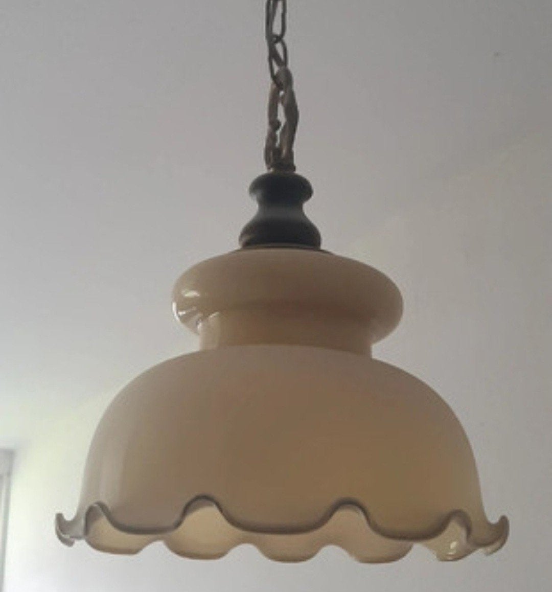 Crème beige roklamp - geeft warm licht, Ophalen of Verzenden, Gebruikt, Glas