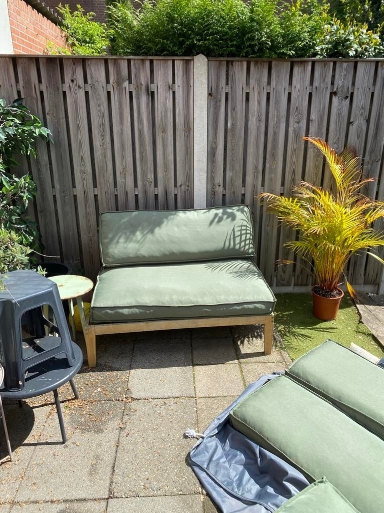 2 sets groene kussens voor palletbank, Huis en Inrichting, Woonaccessoires | Kussens, Ophalen, Zo goed als nieuw, Groen, Vierkant
