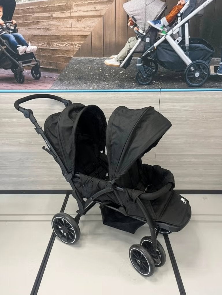 Deryan Elena Duo Buggy - Dubbele Buggy - Compact - Zwart, Ophalen of Verzenden, Zo goed als nieuw, Overige merken, Verstelbare rugleuning