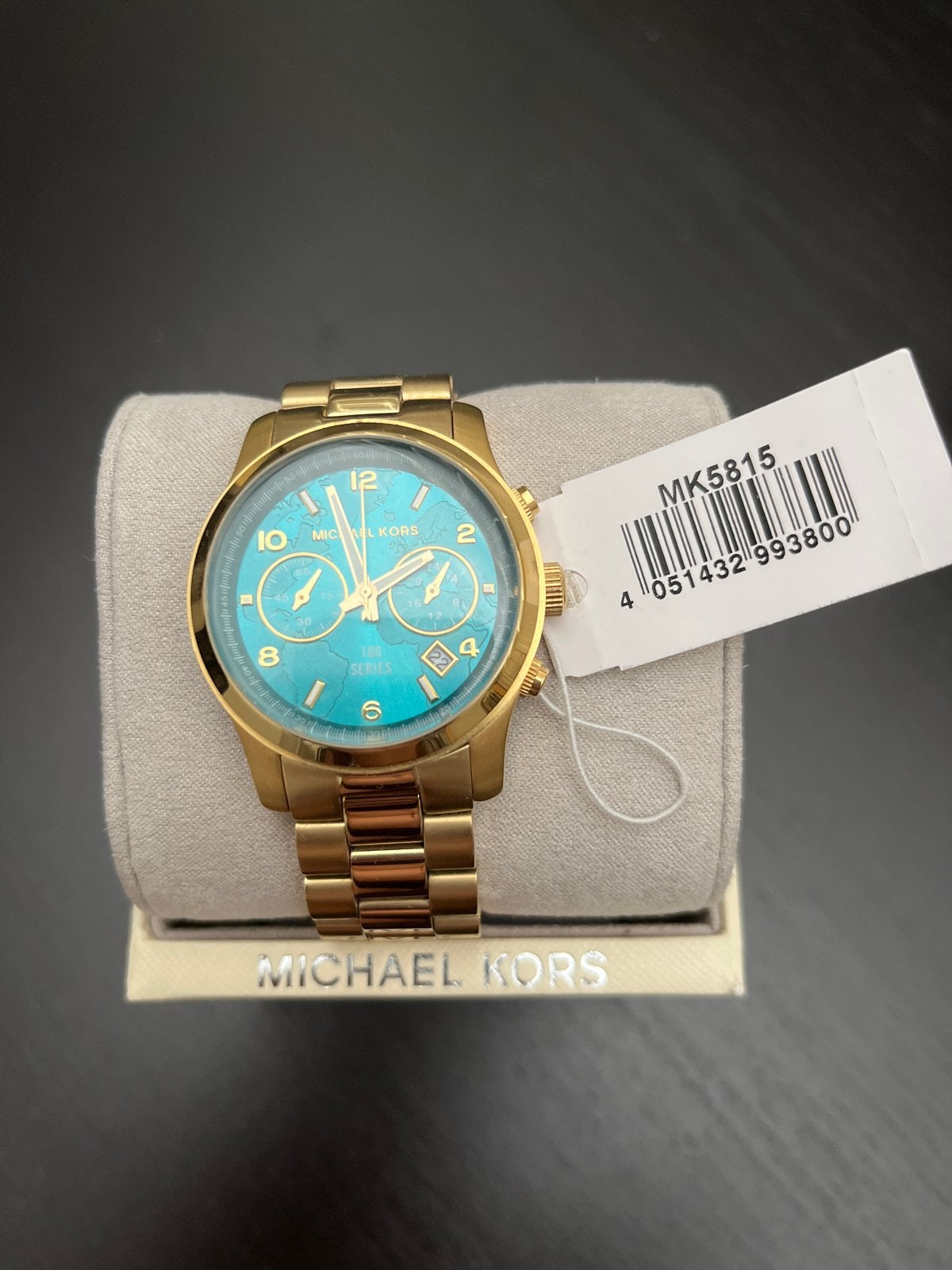 Michael Kors MK5815 Gouden Horloge met Turkoois Wijzerplaat, Sieraden, Tassen en Uiterlijk, Horloges | Heren, Overige merken, Staal