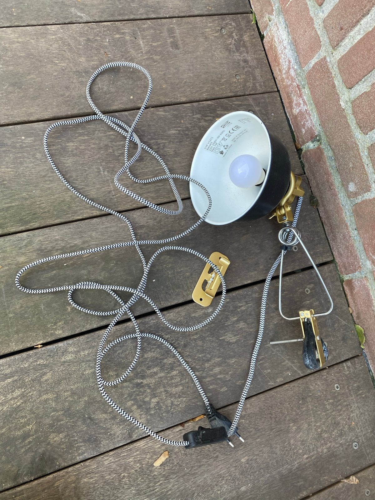 IKEA Ranarp Klemlamp - Zwart/Goud, Ophalen, Led-lamp, Gebruikt, E14 (klein)
