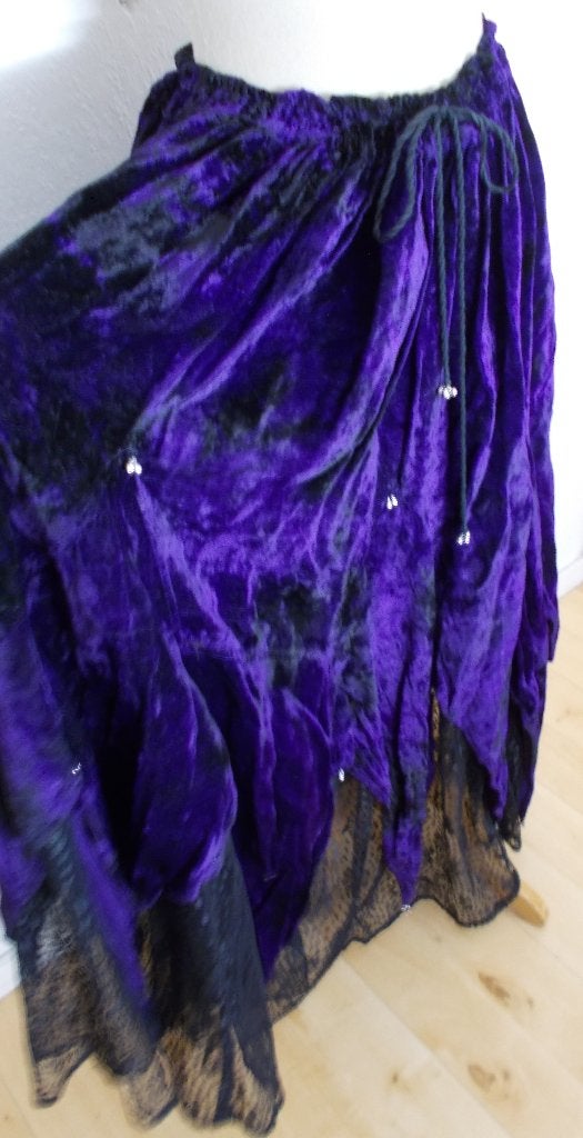 Handmade fluweel look rok met rinkelende belletjes! XL/XXL, Kleding | Dames, Rokken, Verzenden, Paars, Maat 46/48 (XL) of groter