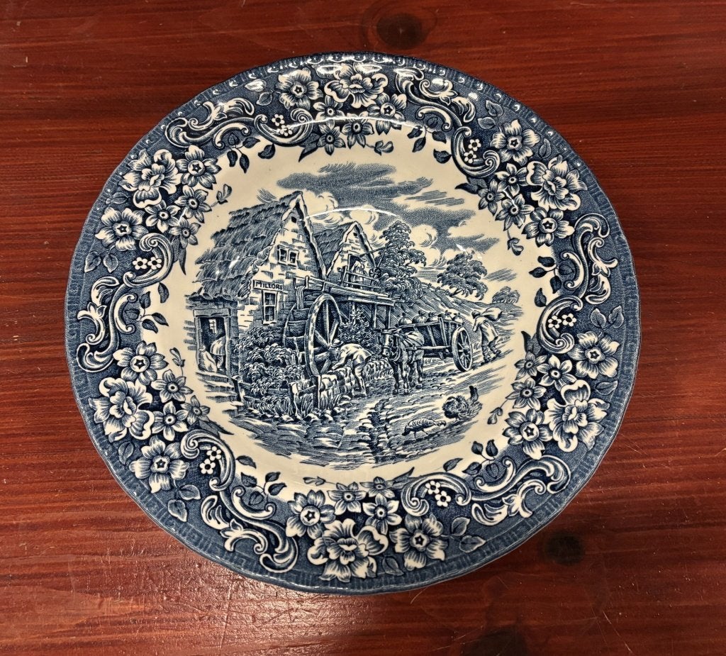 Royal Tudor Ware diep bord 17th Century England, blauw-wit, Royal Tudor Ware (tweedehands product), Gebruikt, Niet bekend (tweedehands product)