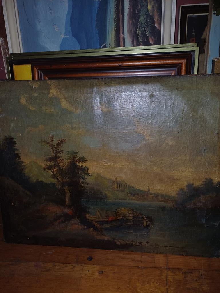 Antiek schilderij olieverf, Antiek en Kunst, Kunst | Schilderijen | Klassiek, Ophalen of Verzenden