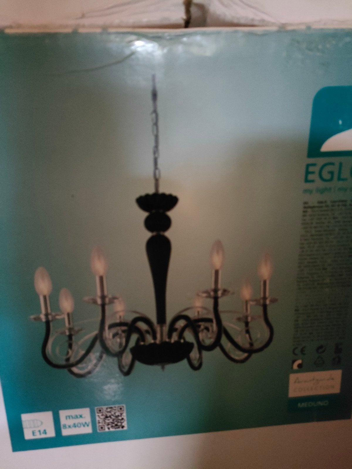 EGLO Meduno Kroonluchter - Zwart/Chroom - E14 fitting, Klassiek, E14 (klein), Nieuw, Ophalen of Verzenden