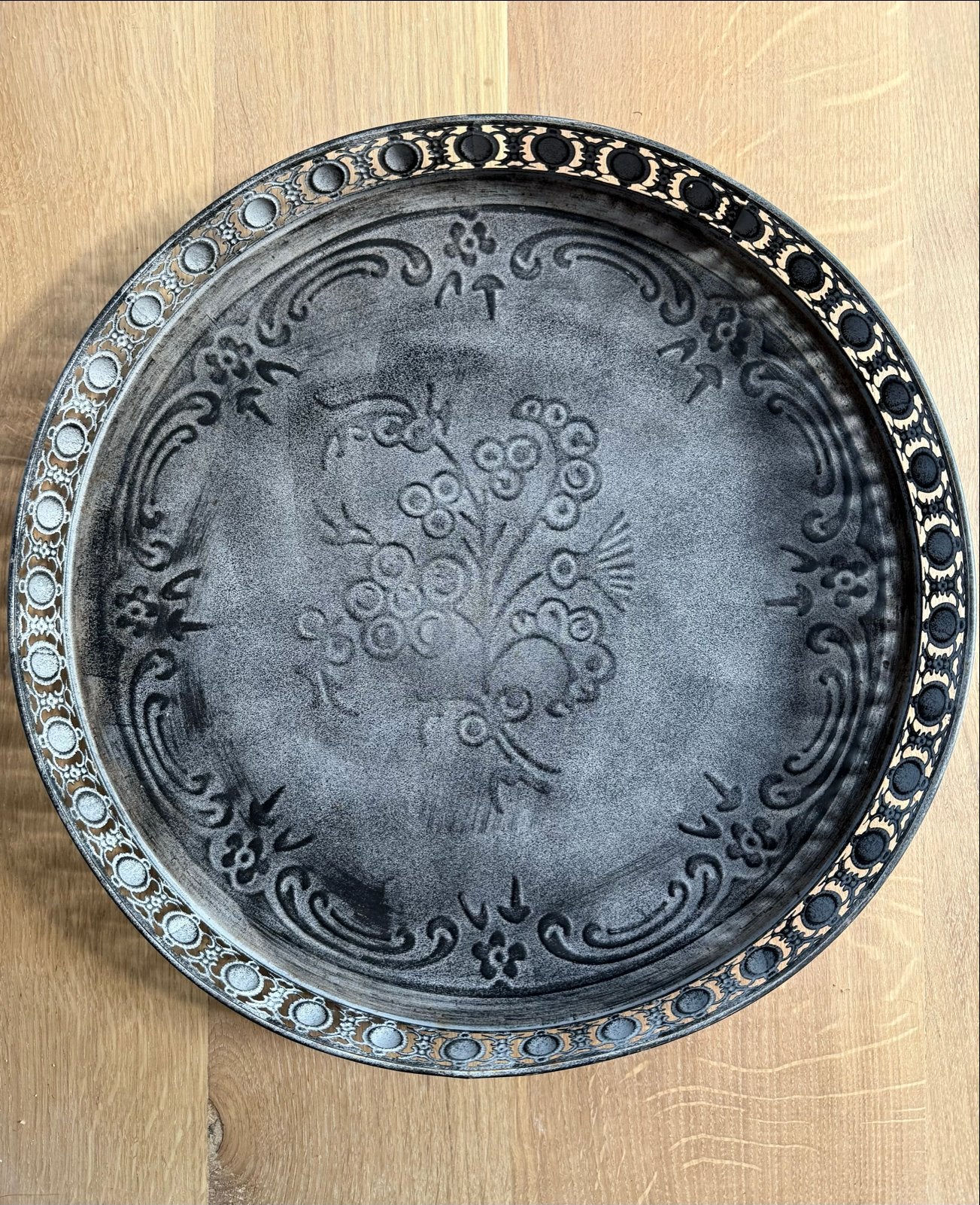 Decoratieve metalen dienblad met vintage uitstraling, 39 cm, Ophalen of Verzenden