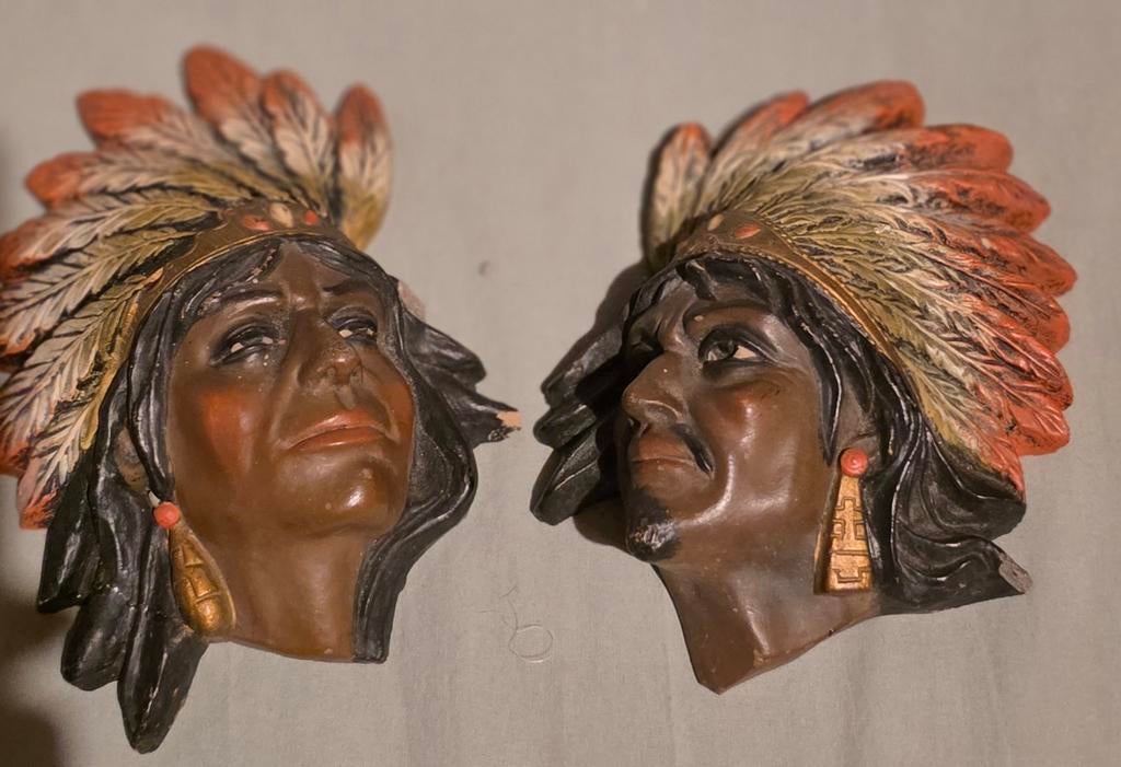 Vintage Mexicaanse wandmaskers - Tlaquepaque aardewerk, Ophalen of Verzenden