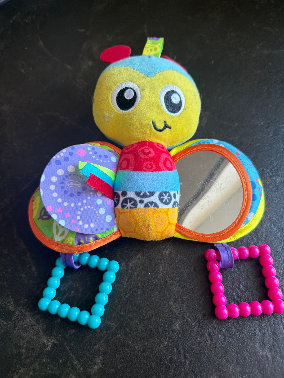 Playgro Rammelaar Vlinder met Spiegeltje en Bijtringen, Ophalen of Verzenden, Gebruikt, Rammelaar