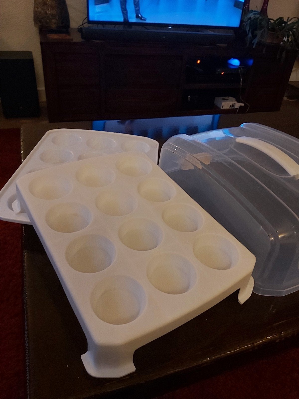 Cupcake houder en transportbox voor 24 cupcakes, Ophalen, Overige typen, Kunststof, Zo goed als nieuw