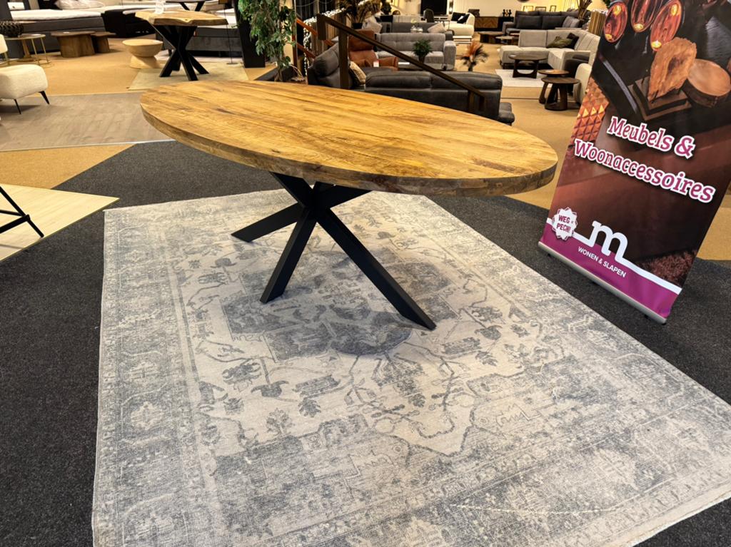 Eettafel ovaal 210x100 €349,-Mango Direct leverbaar E-7320, Huis en Inrichting, Tafels | Eettafels, 50 tot 100 cm, Ovaal, Oliemolensingel 70