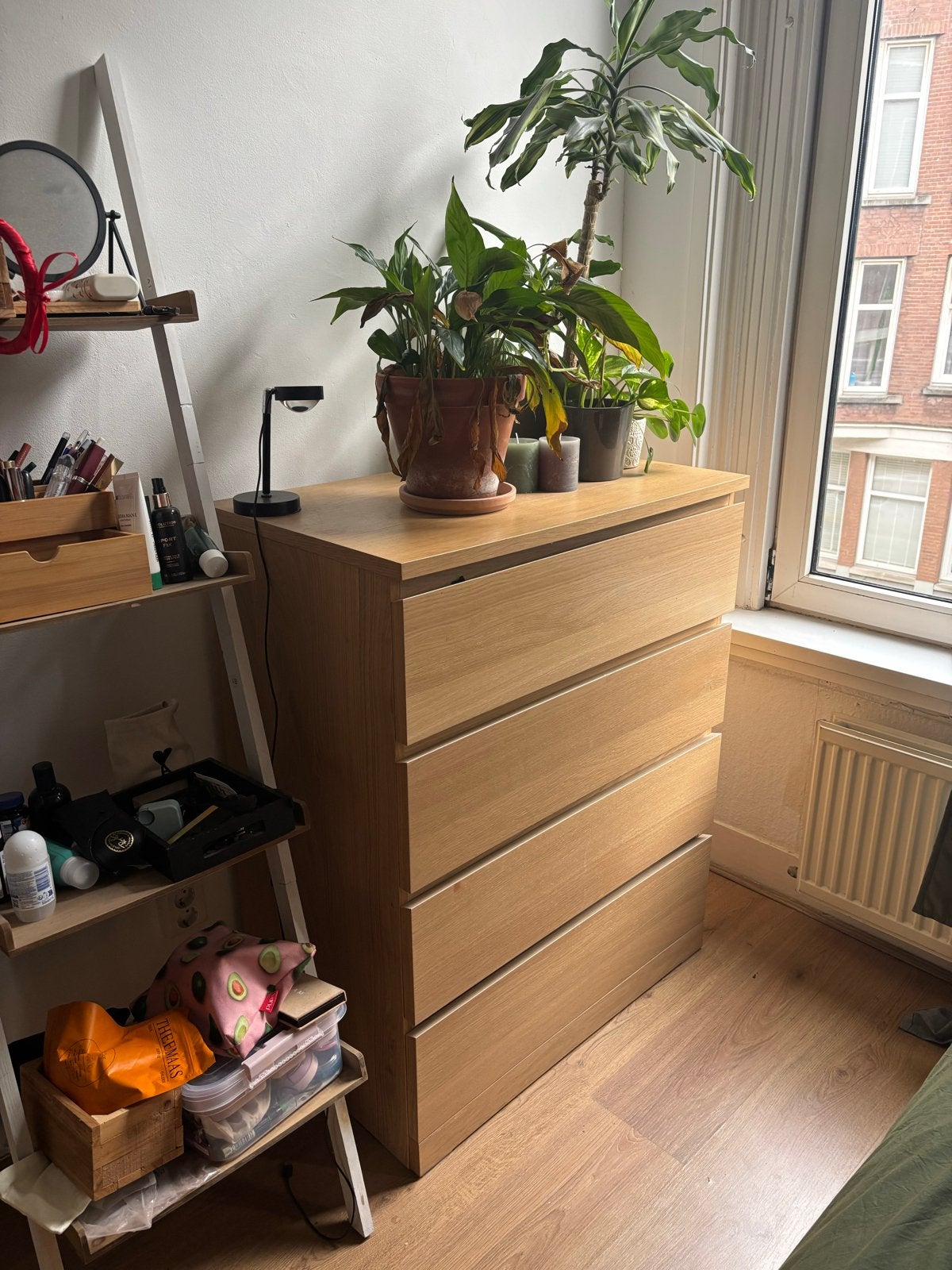 IKEA MALM ladekast met 4 lades, eikenfineer, Ophalen, Gebruikt, 50 tot 100 cm, 3 of 4 laden