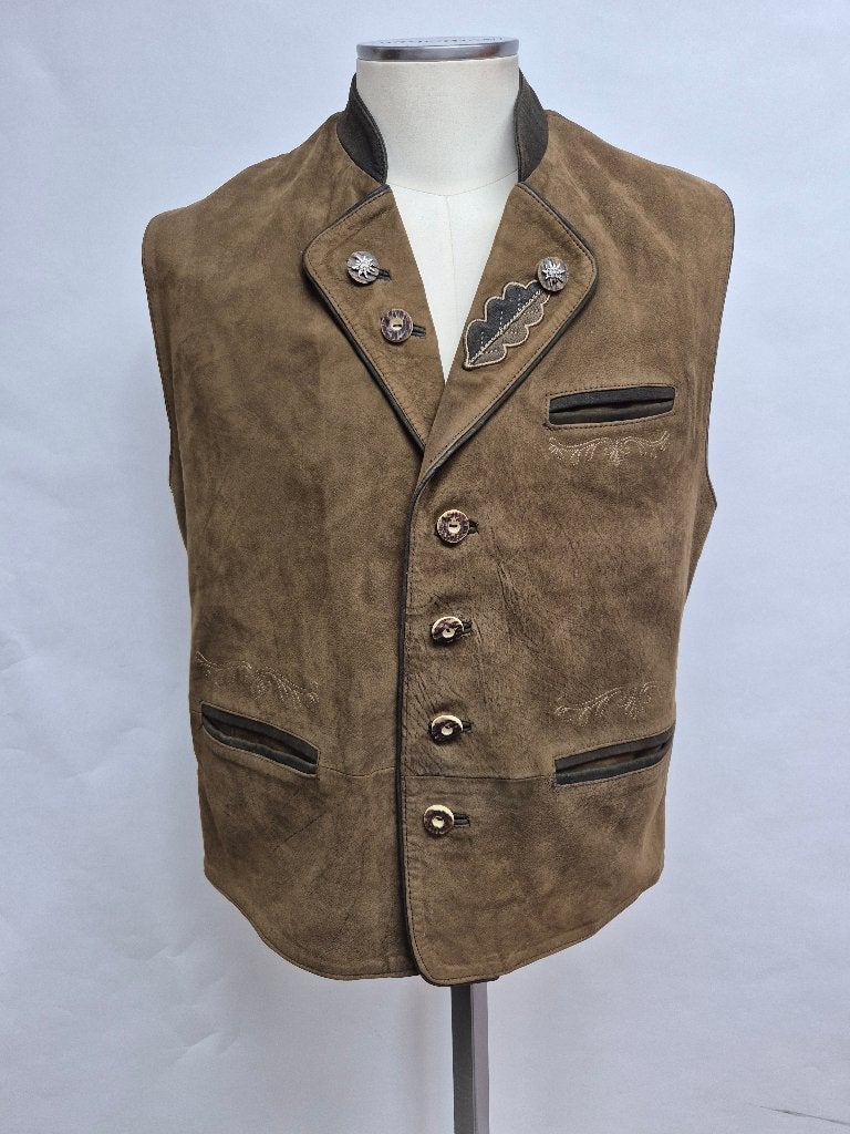 Leren vest voor  jager of trachten. Maat 50 Medium, Ophalen of Verzenden, Zo goed als nieuw, Maat 48/50 (M), Bruin