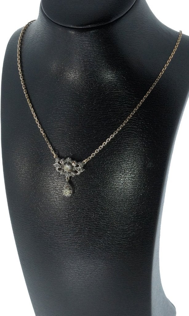 Diamanten 14k gouden antieke anker ketting hanger dames