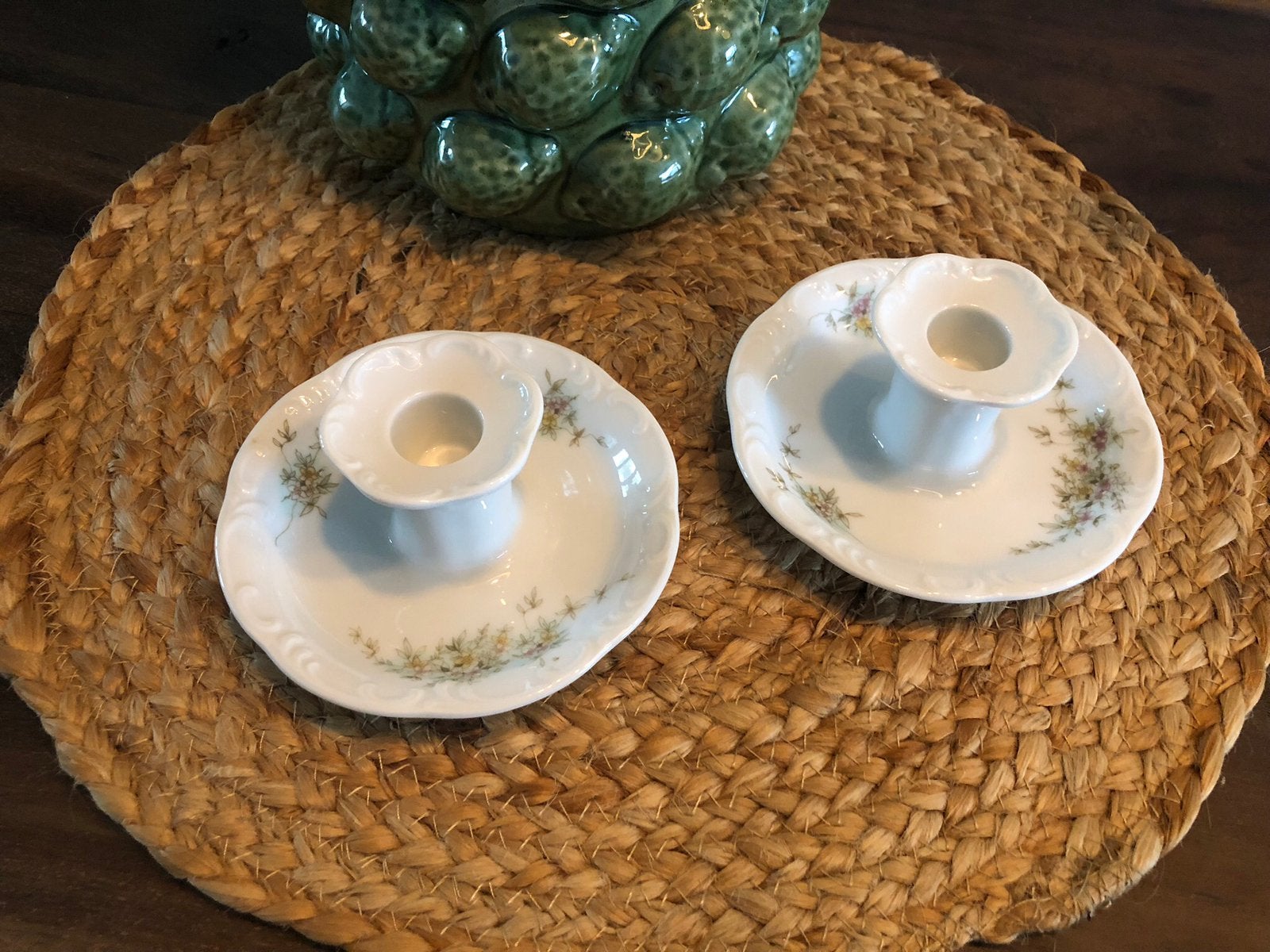 💝 Vintage ROSENTHAL MONBIJOU CATHERINE wit groen kandelaar, Ophalen of Verzenden, Overige stijlen, Porselein, Schaal of Schalen