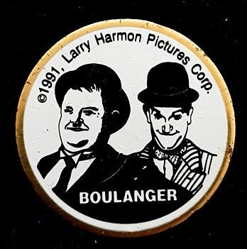 Laurel en Hardy (Dik en Dun) pin- rond, Verzamelen, Verzenden, Nieuw, Figuurtje, Speldje of Pin