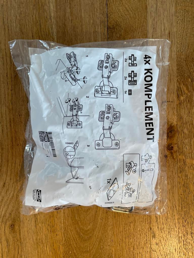 4x IKEA Komplement scharnieren 302.145.04, Ophalen of Verzenden, Nieuw, Overige materialen, Scharnier