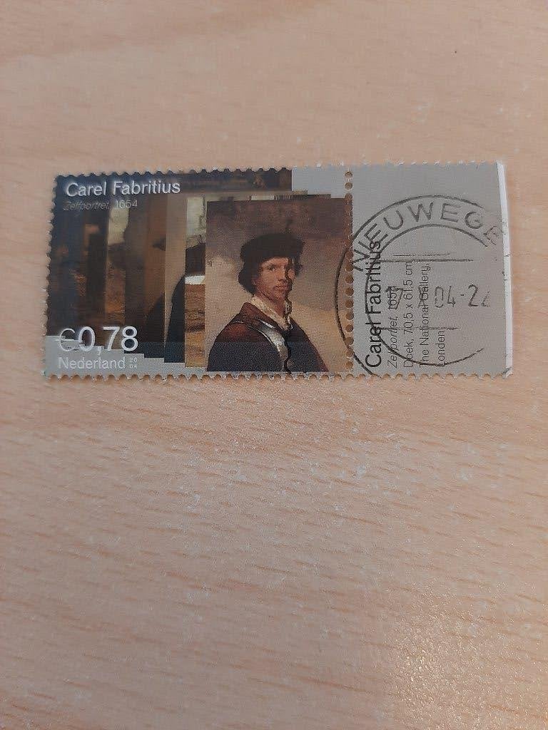 2004 Carel Fabritius met tab, Verzenden, Gestempeld
