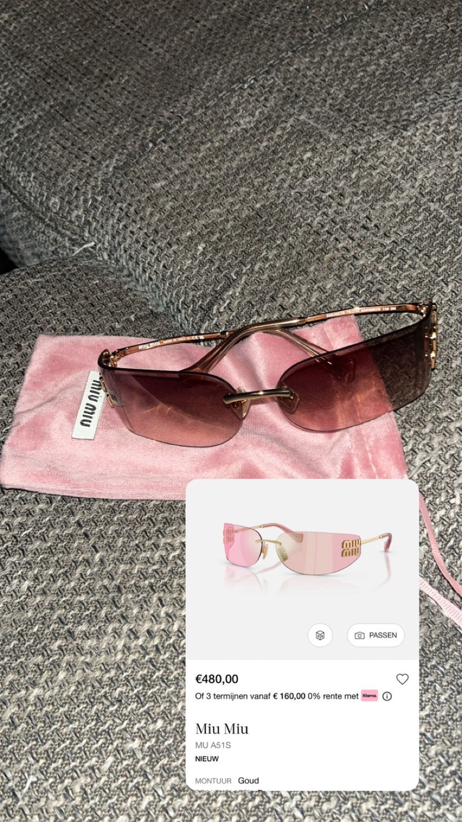 Miu Miu Zonnenbril, Sieraden, Tassen en Uiterlijk, Zonnebrillen en Brillen | Dames, Ophalen, Zo goed als nieuw, Overige merken