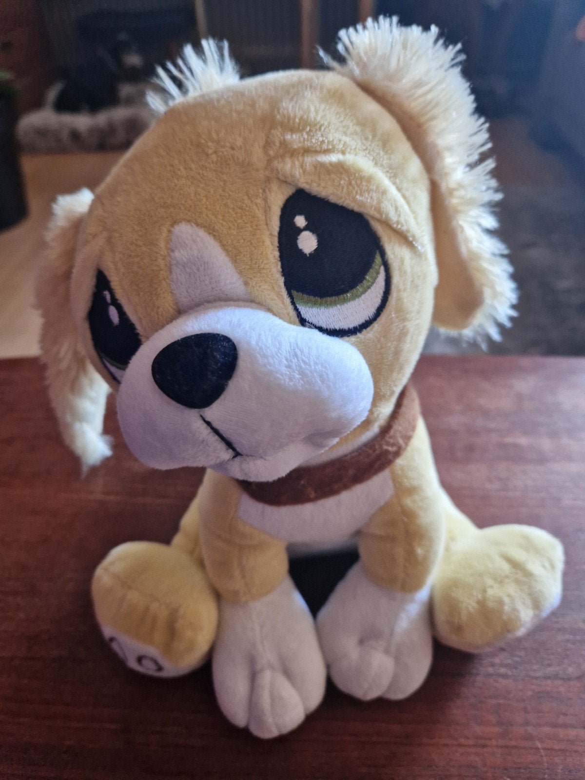 Schattige gele pluche hond met grote ogen, Geel, Zo goed als nieuw, Middelgroot (20 tot 80 cm), Hond