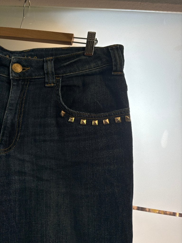 Sandro Jeans met studs, Blauw, W32 (confectie 46) of kleiner, Ophalen of Verzenden, Zo goed als nieuw