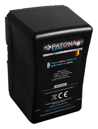 Platinum Battery V-Mount 288Wh with Tesla-cells Sony 250P, Verzenden, Nieuw