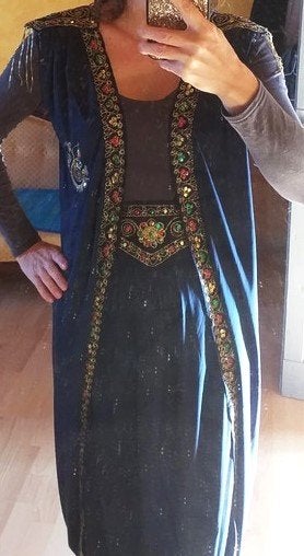 nog nieuwe Marokkaanse jurk op 2 manieren te dragen mt 38-42, Maat 38/40 (M), Blauw, Nieuw, Ophalen of Verzenden