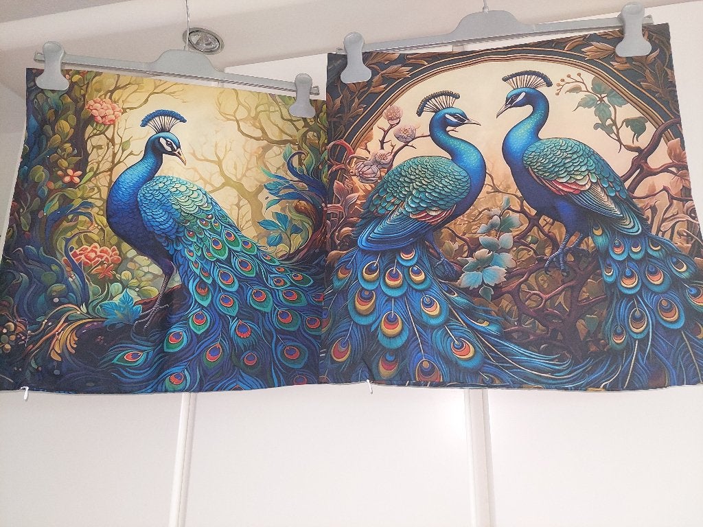 2 Sierkussenovertrekken "Levendige Pauwen" (NIEUW), Ophalen, Overige merken, Meerkleurig, Dubbelzijdig