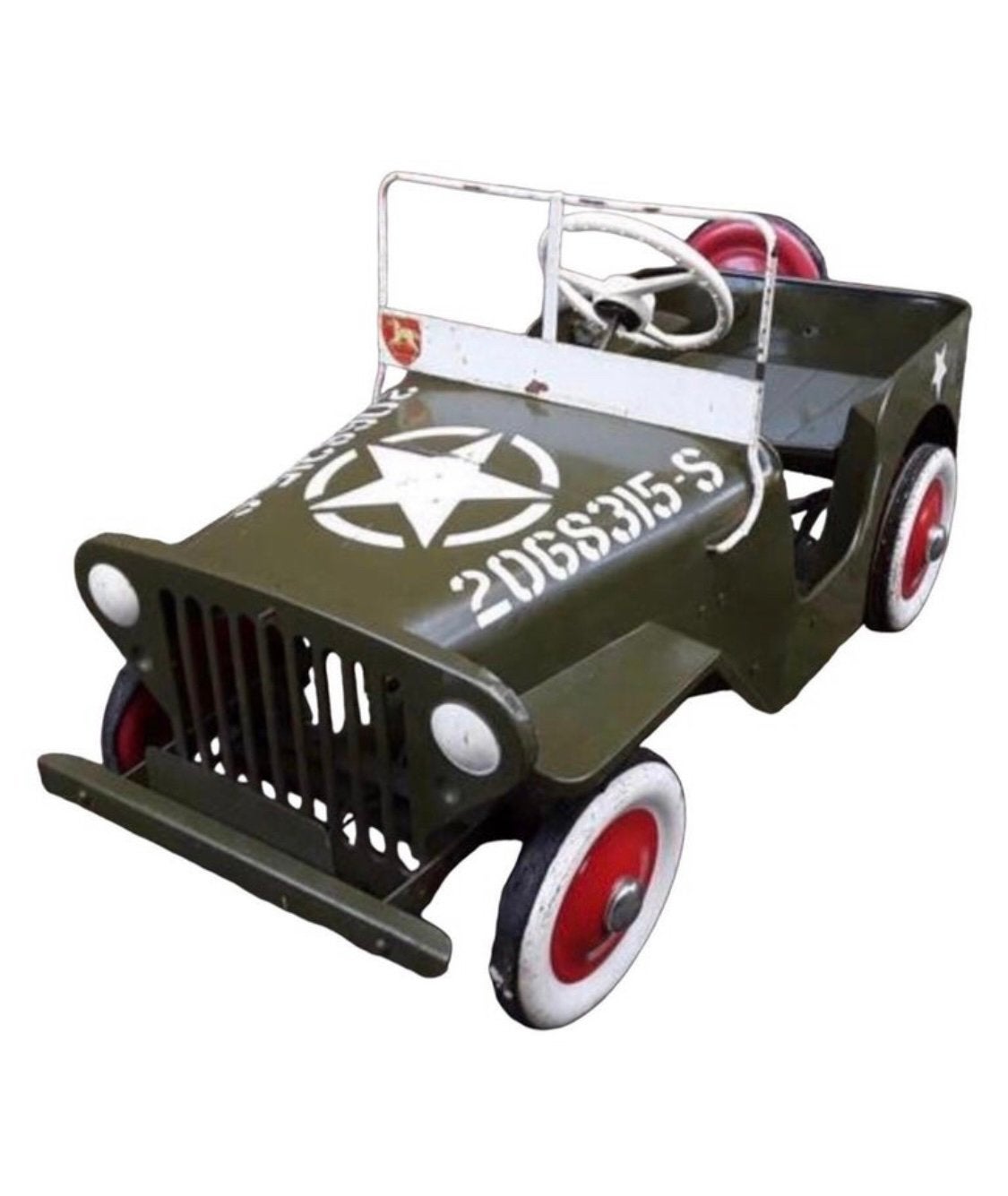 1960s Metalen Tri-ang Trapauto Legerjeep, Antiek en Kunst, Ophalen