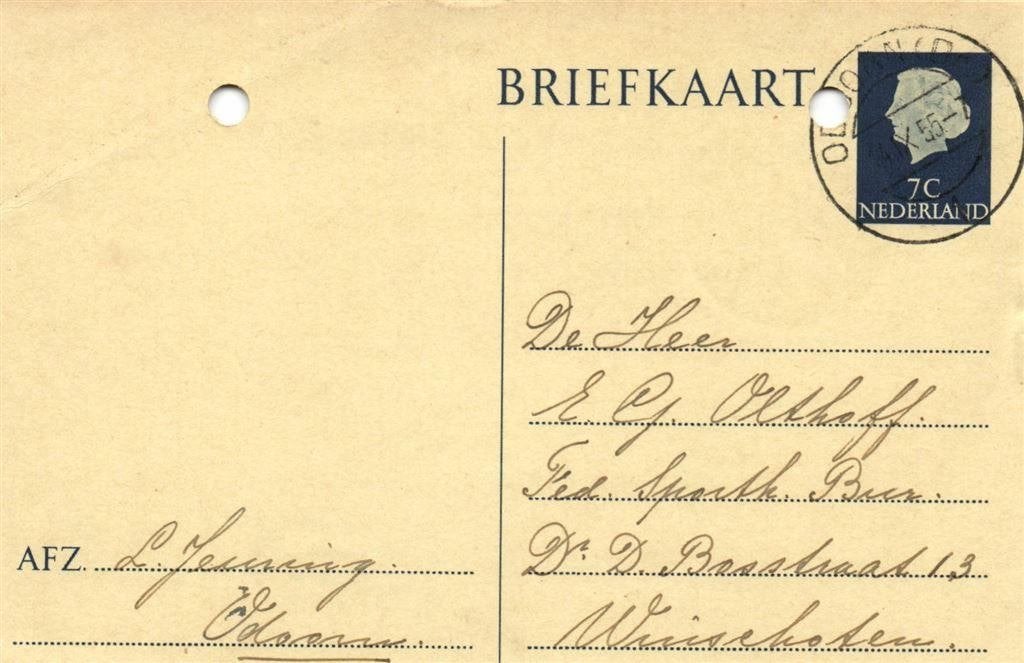 L. Jeuring, Sportk. Bureau, Odoorn - 09.1955 - briefkaart -, Postzegels en Munten, Ophalen of Verzenden, Briefkaart