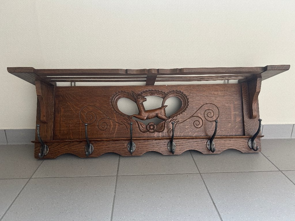 houten kapstok klassiek jagers uitgesneden afbeelding Hert, Gebruikt, Minder dan 100 cm, Hout, Ophalen