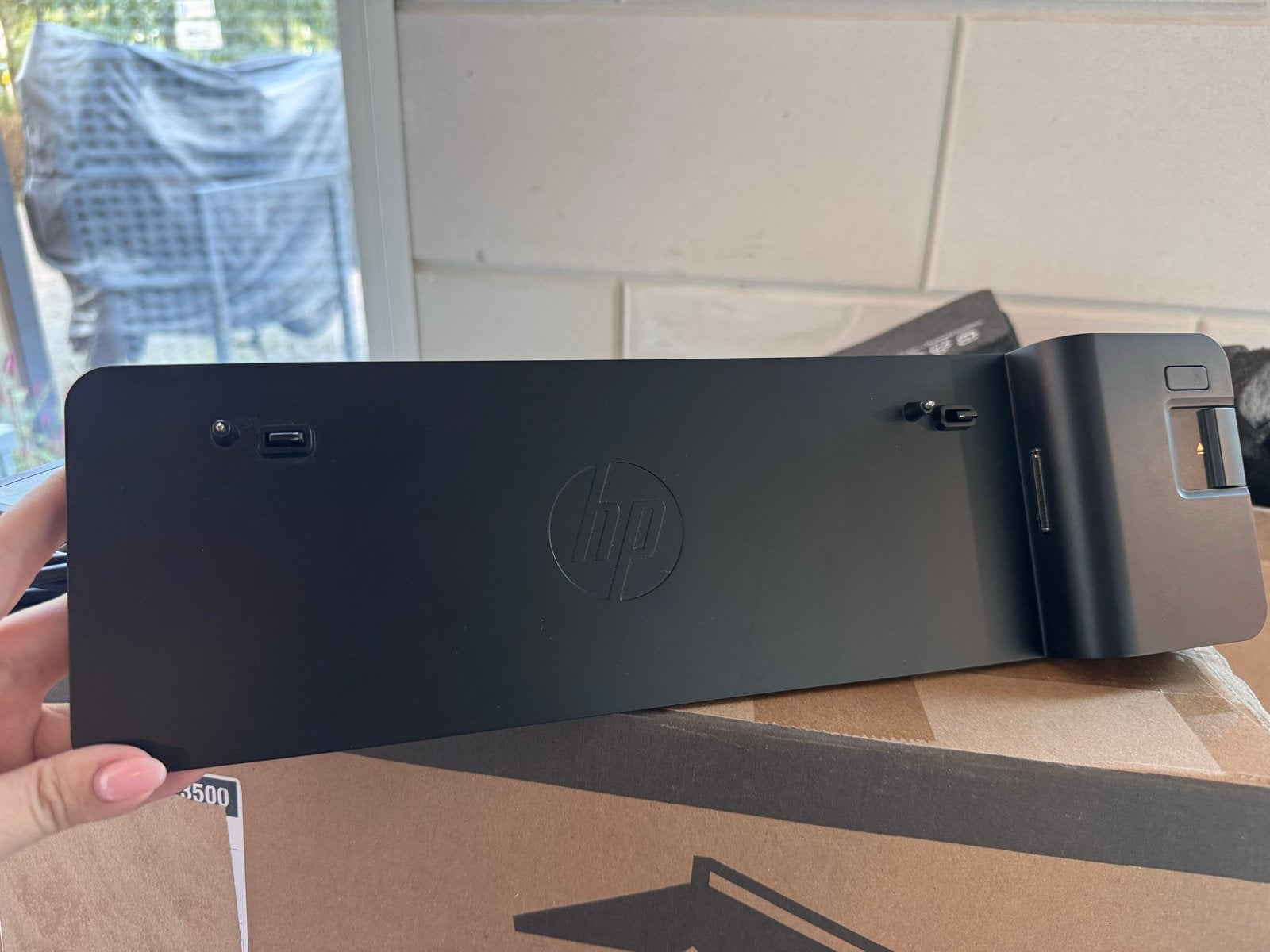 HP UltraSlim Docking Station D9Y32AA met adapter, Computers en Software, Dockingstations, Ophalen of Verzenden, Zo goed als nieuw