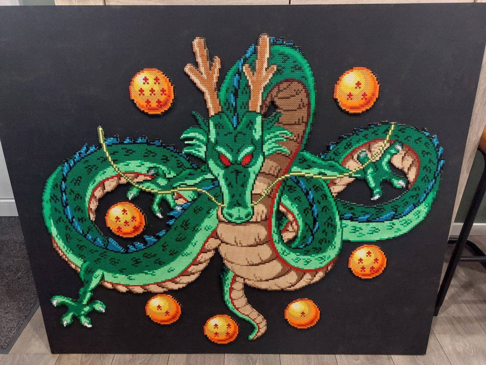 Dragon ball Shenron pixel art schilderij met licht, Ophalen, Zo goed als nieuw, Overige typen